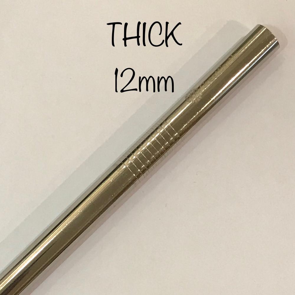 GE 12mm Steel Straw Straight Silver